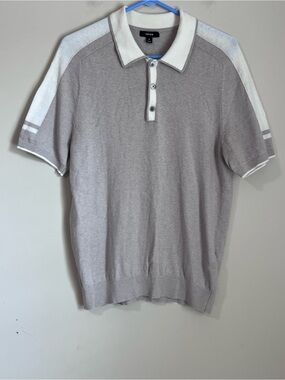 Reiss Men's Polo Shirt Wool-Cotton Oatmeal Men's Medium EUC